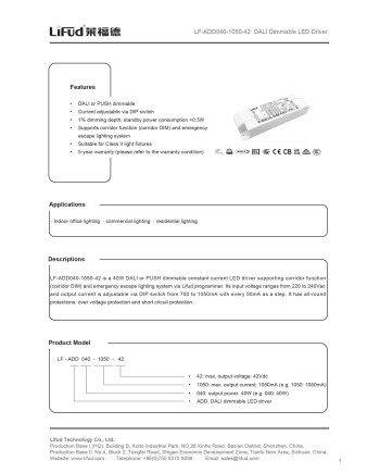 SUNSET * 40W Dali Dimmable Driver